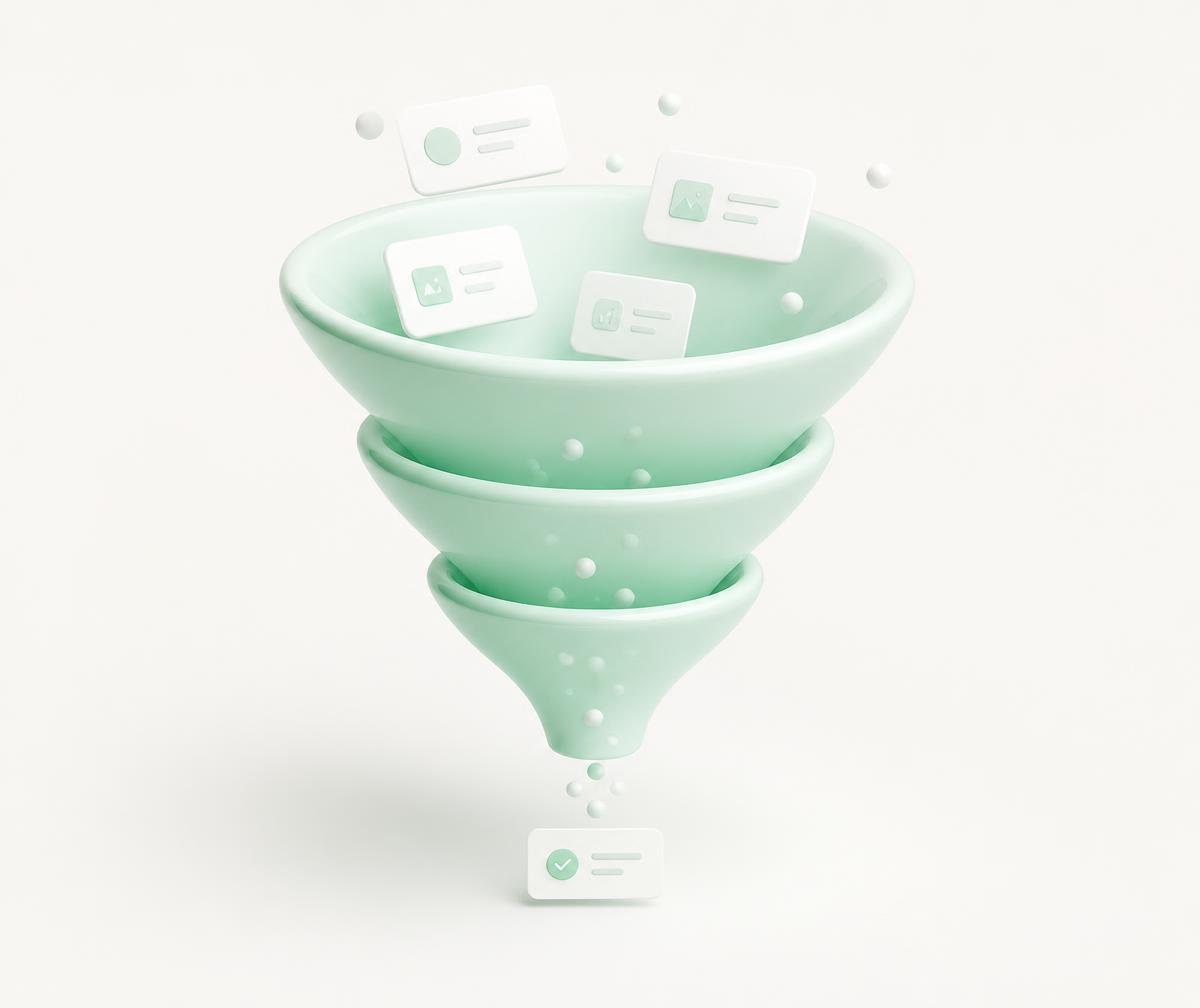 Abstract mint green funnel with trial users converting into customers